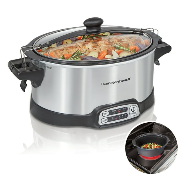 Hamilton Beach Stay or Go Sear and Cook Programmable Slow Cooker, 6