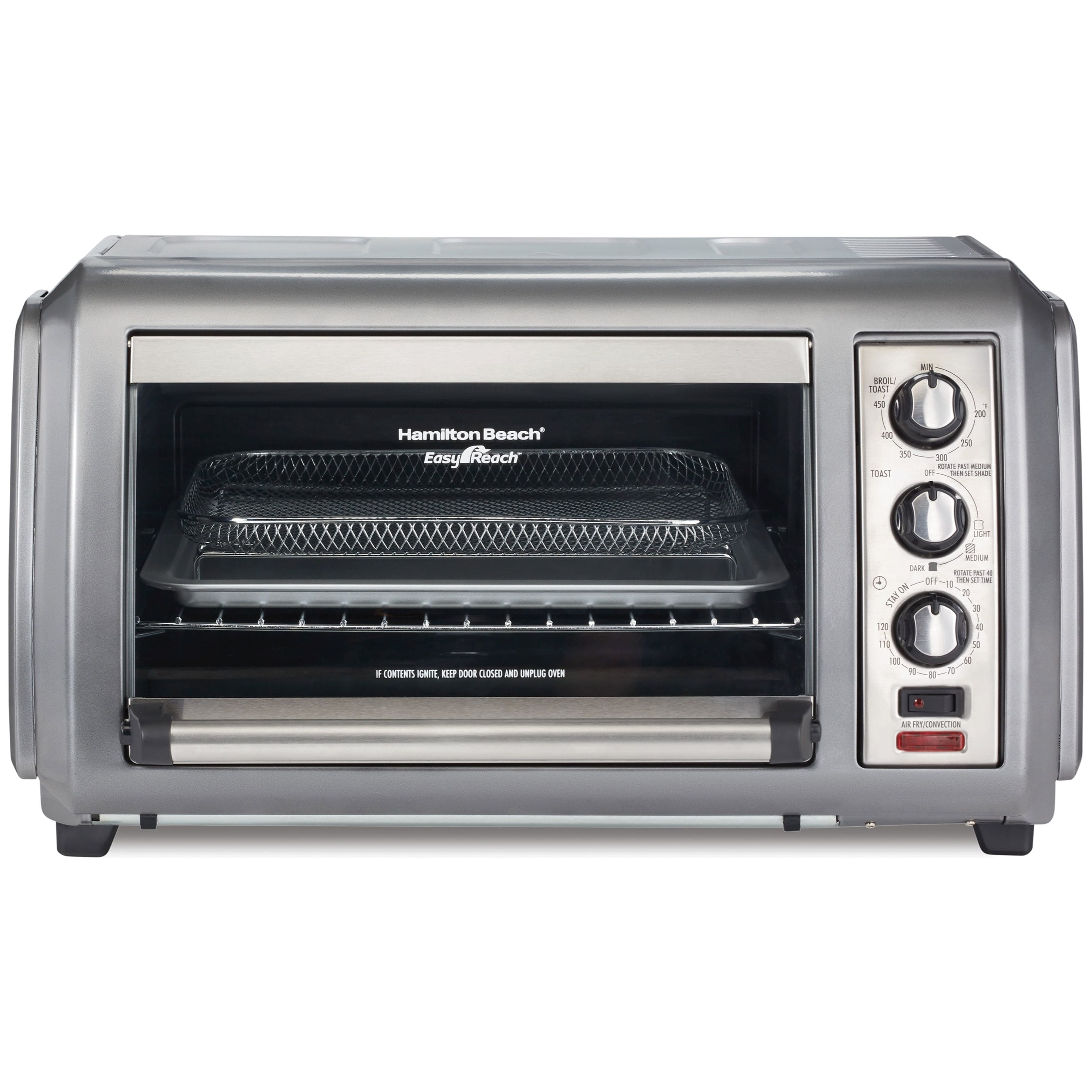 Hamilton Beach Sure-Crisp Easy Reach 1400 W 6-Slice Grey Toaster Oven with  Air Fry 31523 - The Home Depot