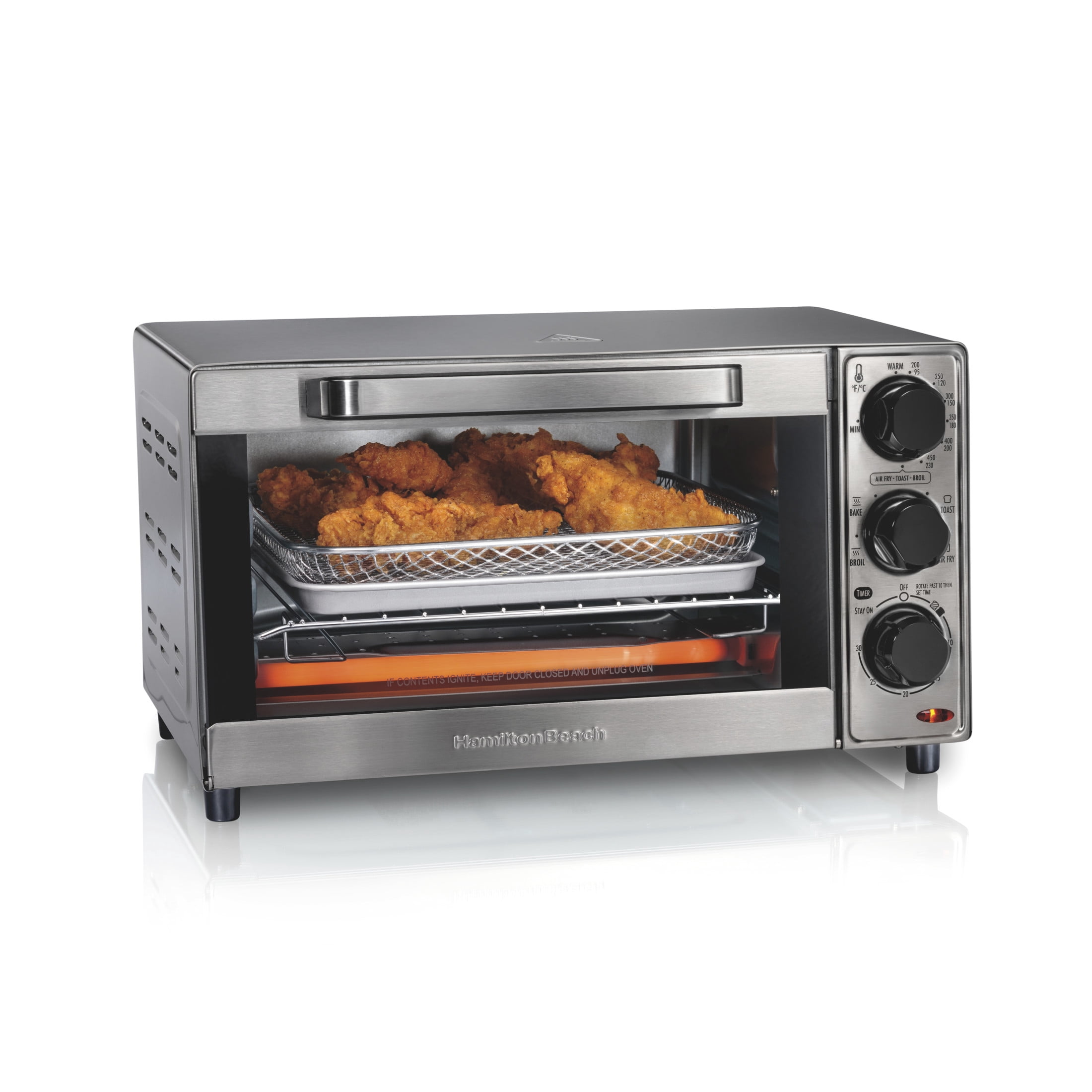 Hamilton Beach 4-in-1 Air Fryer Toaster Oven, 4-Slice Countertop Oven, Stainless Steel