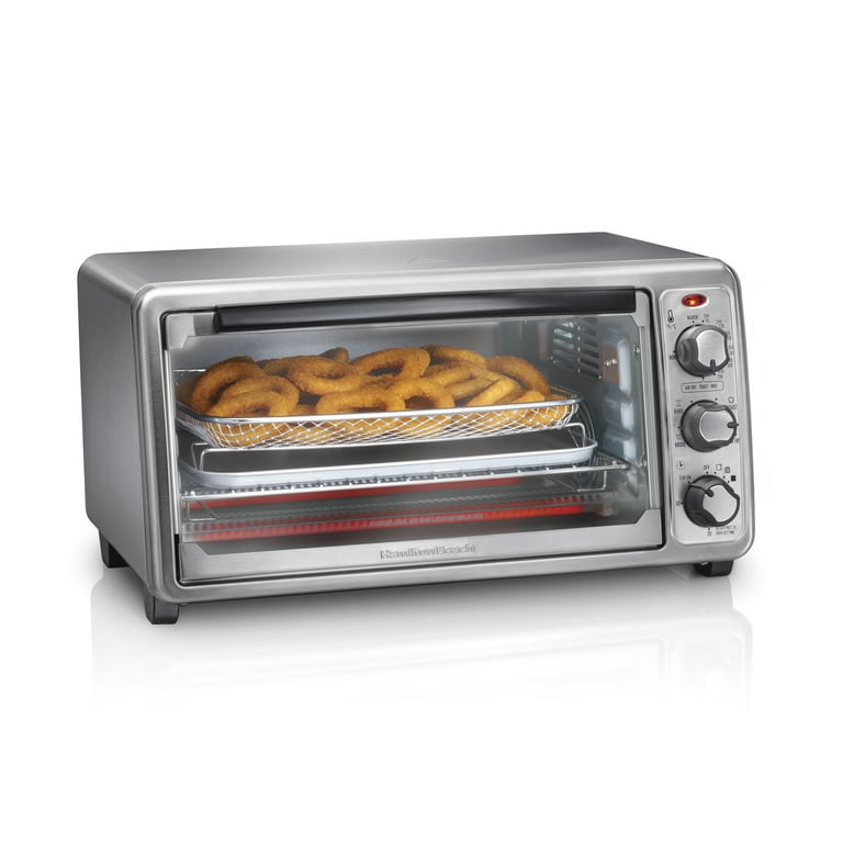  Hamilton Beach Air Fryer Countertop Toaster Oven with Large  Capacity, Fits 6 Slices or 12” Pizza, 4 Cooking Functions for Convection,  Bake, Broil, Easy Access, Sure-Crisp, Stainless Steel (31323): Home &  Kitchen