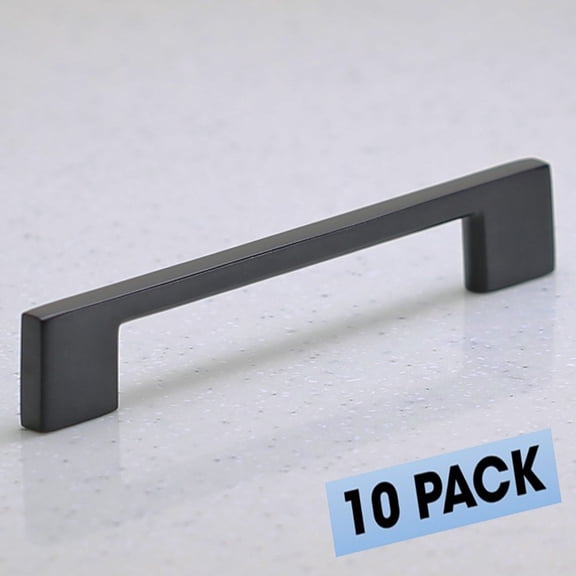 Hamilton Bowes Matte Black Cabinet Hardware Pull 128mm (approx. 5" Inch) Hole Centers 6-1/4" Overall Length Modern Basic (10 Pack)