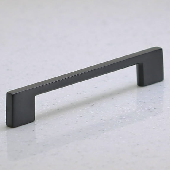 Hamilton Bowes Matte Black Cabinet Hardware Pull 128mm (approx. 5" Inch) Hole Centers 6-1/4 Overall Length Modern Basic