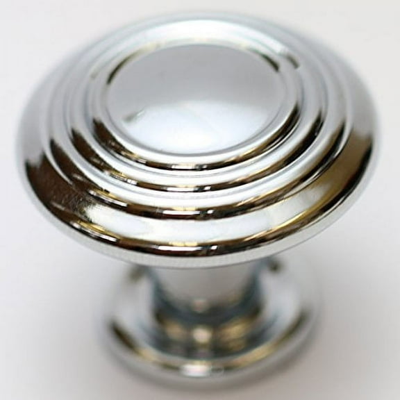Hamilton Bowes Polished Chrome Cabinet Hardware 1-1/4” Round Mushroom Modern Basic Knob - 1.25” Diameter – 1” Tall Modern Traditional Shiny