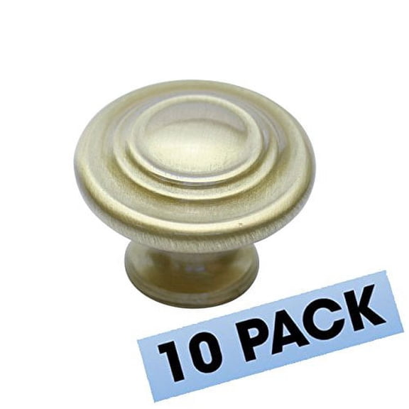 Hamilton Bowes Satin Brass Cabinet Hardware Circles Round Knob 1-1/4" Modern Basic Modern Gold Vibrant Amber (10 pack)