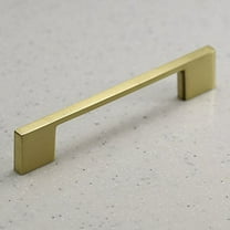 Hamilton Bowes Satin Brass Cabinet Hardware Pull 96mm (3-3/4") Hole Centers 5-5/16" Overall Length Modern Basic Modern Gold Vibrant Amber
