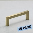 thumbnail image 1 of Hamilton Bowes Satin Brass Square Cabinet Hardware Euro Style Modern Bar Handle Pull - 96mm (3-3/4") Hole Centers - Modern Gold (10 Pack), 1 of 1