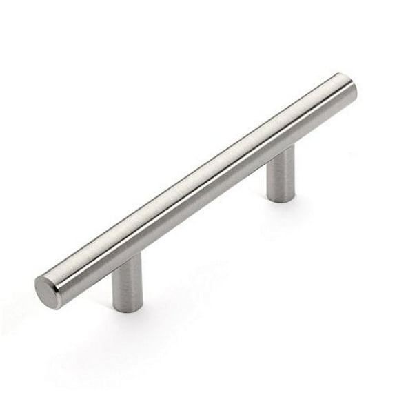 Hamilton Bowes Satin Nickel Cabinet Hardware Euro Style Bar Handle Pull - 128mm (5") Hole Centers, 7-3/4"" Overall Length