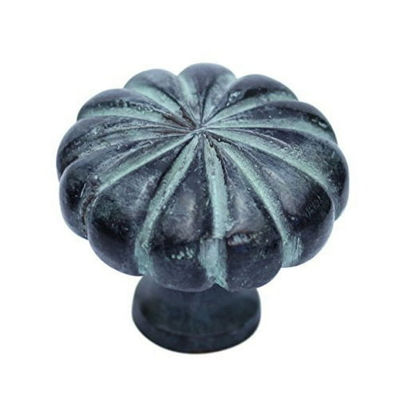 Hamilton Bowes Solid Brass Patina Black Reclaimed Flower Shaped Knob 1-1/2" Vintage