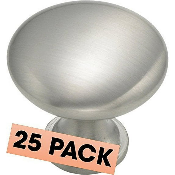 Cabinet Round Knob 1-1/4-inch Diameter 1-1/4-inch Diameter, Satin Nickel (25)