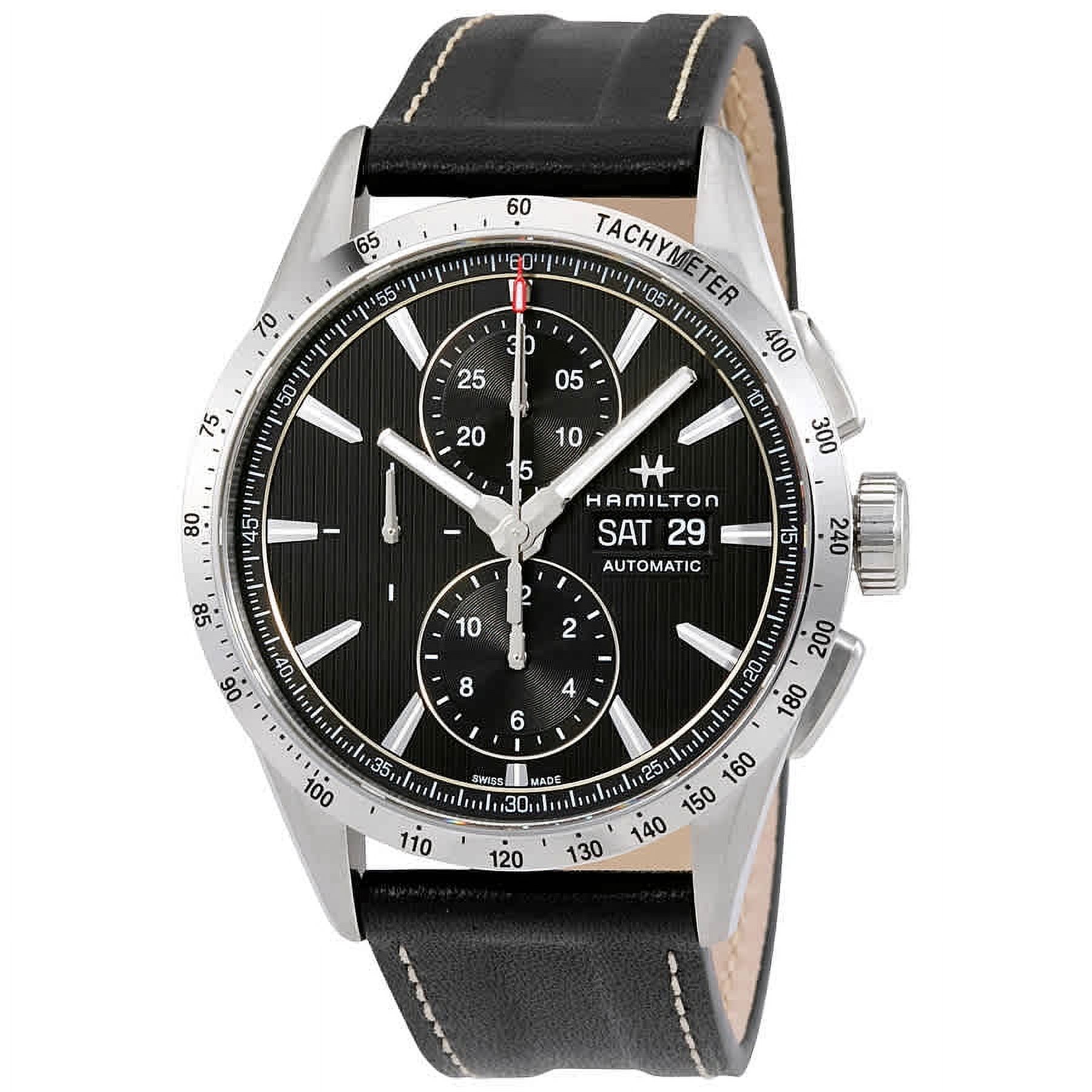 Hamilton Broadway Auto Chrono Grey Dial Leather Mens Watch