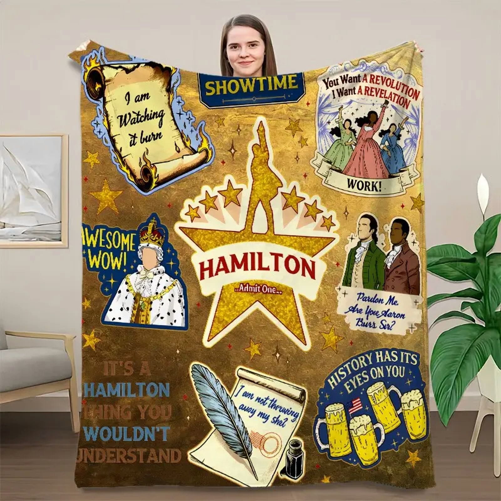 Hamilton Broadway Classic Quotes Flannel Blanket, Vintage Kraft Paper ...