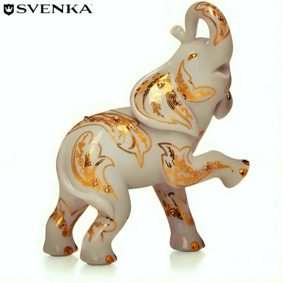 The Hamilton Collection Golden Fortunes Figurine Collection Issue #3 Riches of Shining Strength Handcrafted Porcelain 22K Gold Accents Svenka Crystals by Blake Jensen 6-inches