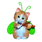 The Hamilton Collection Lucky as a Cricket Cute as a Bug Cat Figurine Hand-Painted Collectible Resin Figurine with Bright Green-Eyed and Cricket-Inspired Design by Kayomi Harai 4-inches