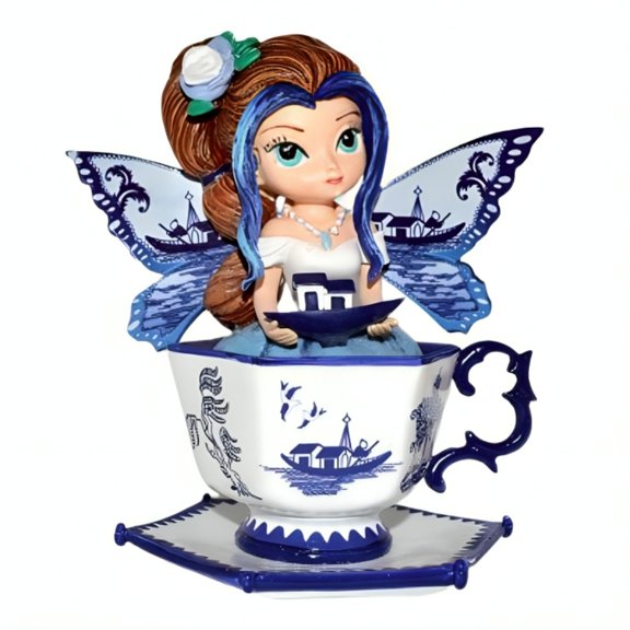 The Hamilton Collection Romance Teacup Fairy Figurine Collection Issue #2: A Lasting Lifelong Journey Handcrafted Resin with Glitter Accents and Detailed Wings by Jasmine Becket-Griffith 5-inches