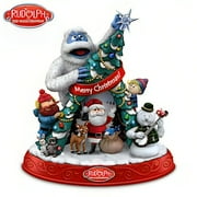 The Hamilton Collection Rudolph the Red-Nosed Reindeer Merry Christmas from Rudolph and Friends Figurine Expertly Crafted Illuminated Christmas Decoration 8-inches