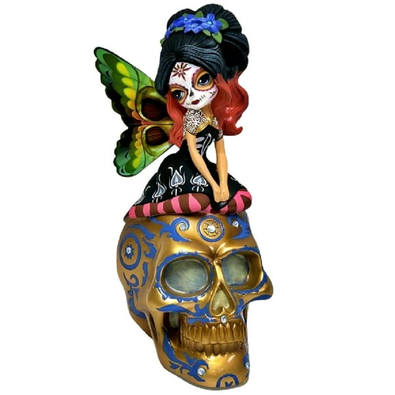 The Hamilton Collection Soulful Spirits Figurine Collection Issue #13: Spirit of the Gentle Spirit Glow in The Dark Sugar Skull Decor by Jasmine Becket-Griffith 6-Inches