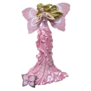 The Hamilton Collection Wishes for Fortune Butterfly Fairy Figurine Issue #6 Handcrafted Fairy with Pink Ribbon & Golden Accents Includes Matching Butterfly Pin 7.5-inches
