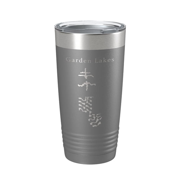 Hamilton Crystal Garden Lakes Map Tumbler Travel Mug Insulated Laser Engraved Coffee Cup Arizona 20 oz Dark Gray