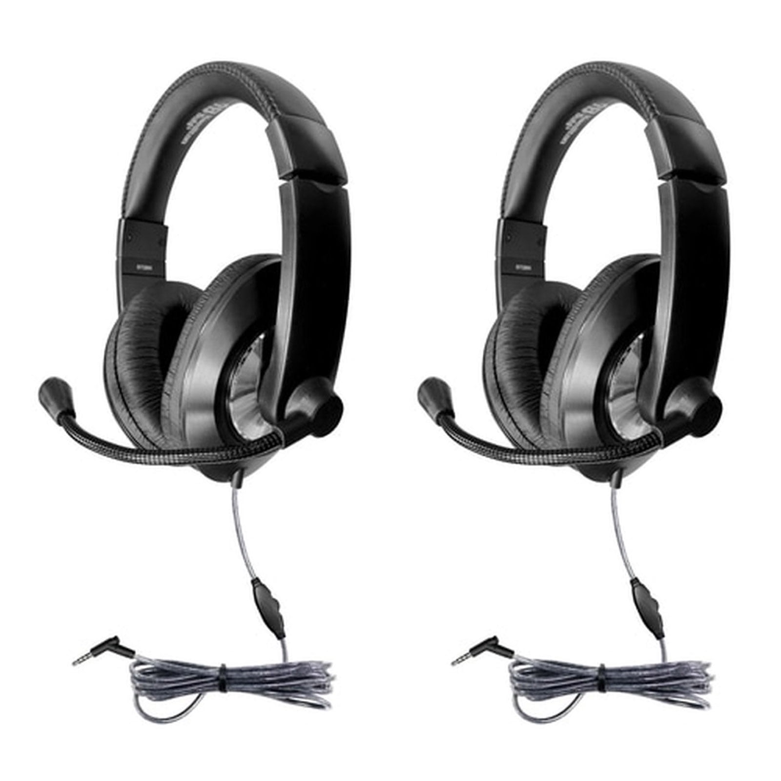 HamiltonBuhl Smart-Trek Deluxe Stereo Headset with In-Line Volume Control & 3.5mm TRRS Plug, Pack of 2