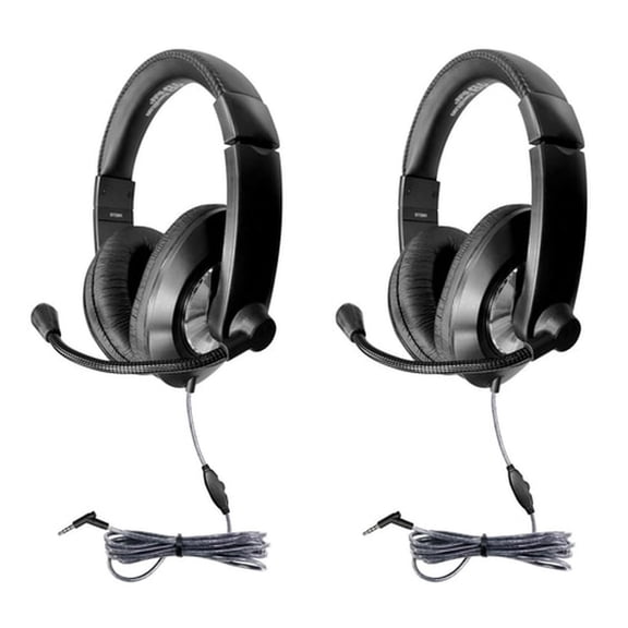 HamiltonBuhl Smart-Trek Deluxe Stereo Headset with In-Line Volume Control & 3.5mm TRRS Plug, Pack of 2
