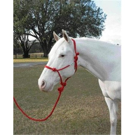 Hamilton Halter Company - Rope Halter With Lead Adult Horse- Red Average - RHL AVRD
