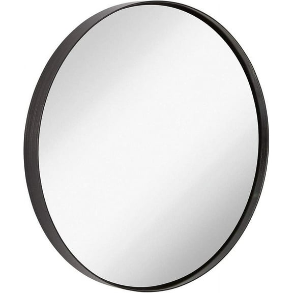 Hamilton Hills 18" Gold Circle Deep Set Metal Round Frame Mirror Contemporary Gold Wall Mirror | Glass Panel Gold Framed Rounded Circle (18" Round)