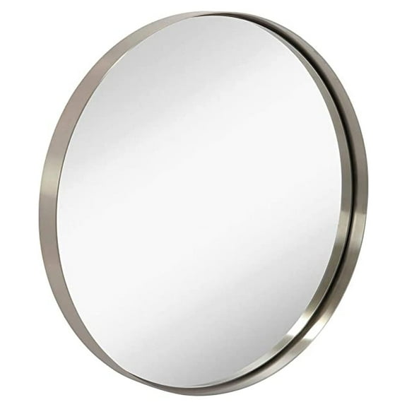 Hamilton Hills 24" Silver Circle Deep Set Metal Round Frame Mirror Contemporary