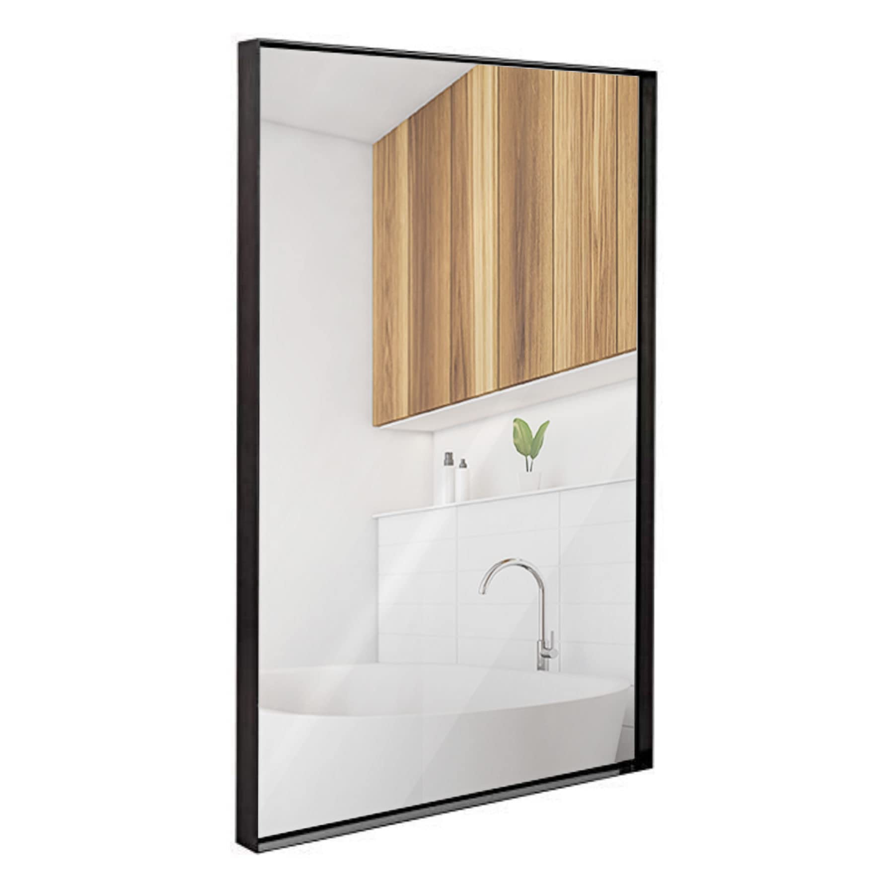 Contemporary Black Metal Frame Full Length Wall Mirror