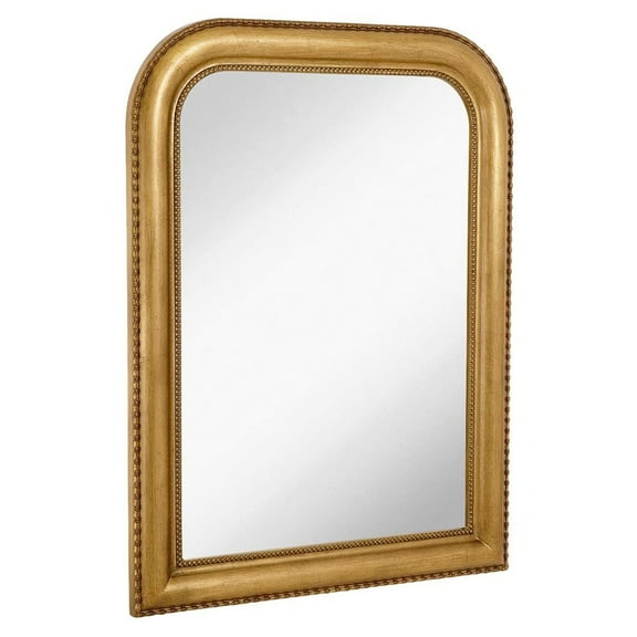 Hamilton Hills Gold Ornate Mirror - Metal Framed 30x40 inch Antique Brass Mirror - Decorative Scalloped Edge for Bathroom, Vanity, or Bedroom - Hanging Horizontal and Vertical Rectangle Frame