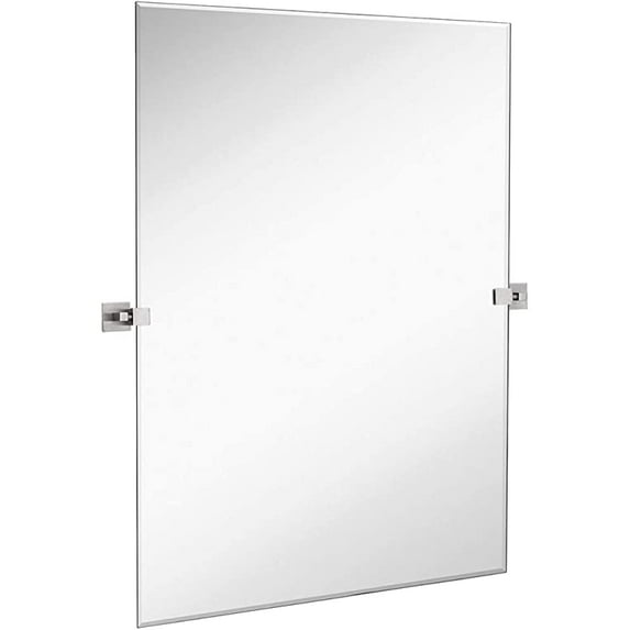 Hamilton Hills 30x40"" Brushed Chrome Pivot Wall Mirror | Frameless Bathroom Mirror
