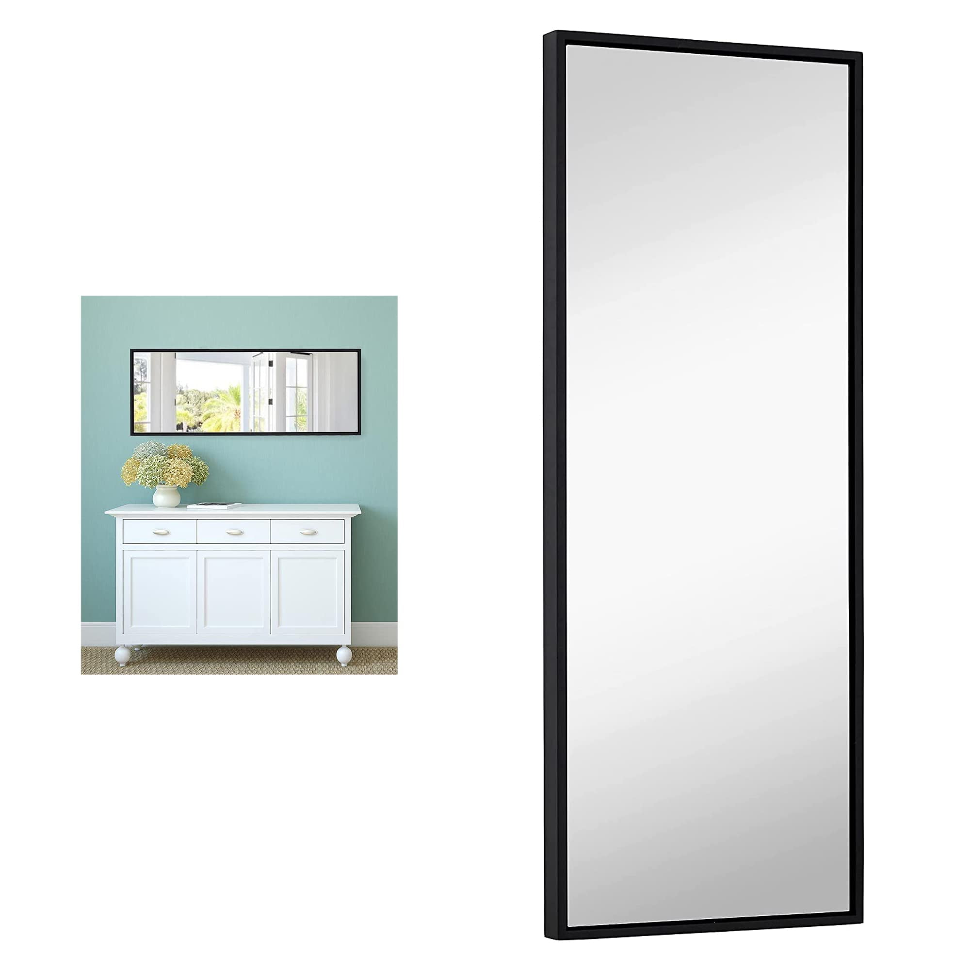Hamilton Hills Clean Large Modern Black Frame Wall Mirror 18" x 48