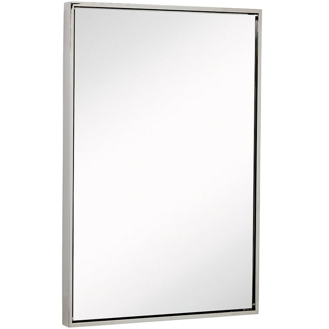 Hamilton Hills Clean Large Modern Polished Nickel Frame Wall Mirror Contemporary Premium Silver