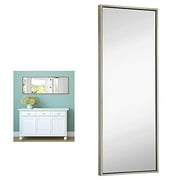 Hamilton Hills Clean Large Modern Silver Leaf Frame Wall Mirror 18" X 48"