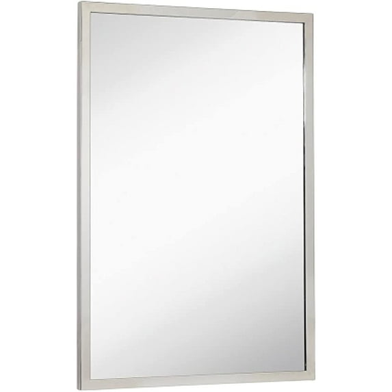 Hamilton Hills Commercial Contemporary Industrial Strength Wall Mirror Polished Stainless