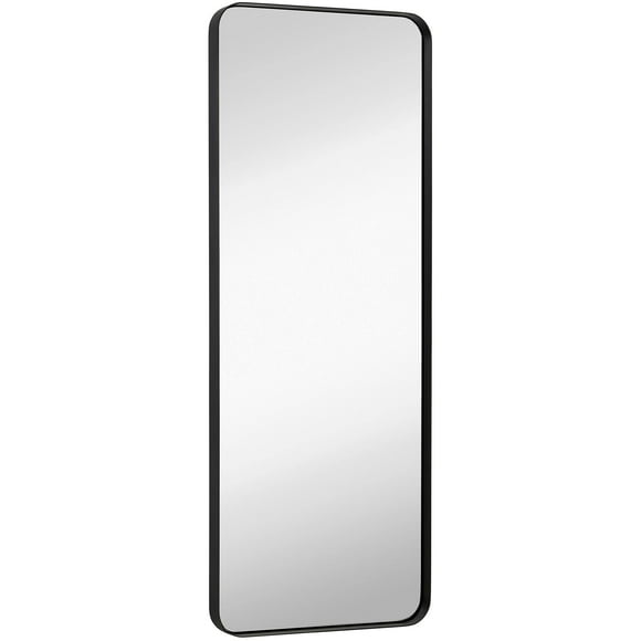 Hamilton Hills Contemporary Brushed Metal Tall Bronze Wall Mirror | Glass Panel Bronze Framed Rectangle Deep Set Design (18" x 48")