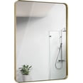 thumbnail image 1 of Hamilton Hills Contemporary Brushed Metal Wall Mirror Glass Panel Gold Framed, 1 of 9