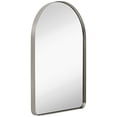 thumbnail image 1 of Hamilton Hills Contemporary Brushed Silver Metal Wall Mirror | Glass Panel Silver Framed Top Rounded Corner Deep Set Design | Mirrored Rectangle Hangs Horizontal or Vertical (24" x 36"), 1 of 8