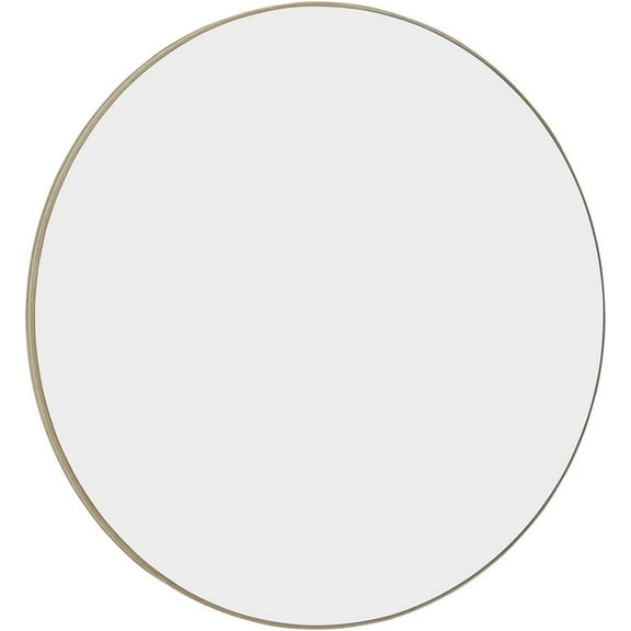 Hamilton Hills Contemporary Thin Natural Wood Edge Circular Wall Mirror | Glass Panel Rounded Circle Design Vanity Mirror (24" Round)