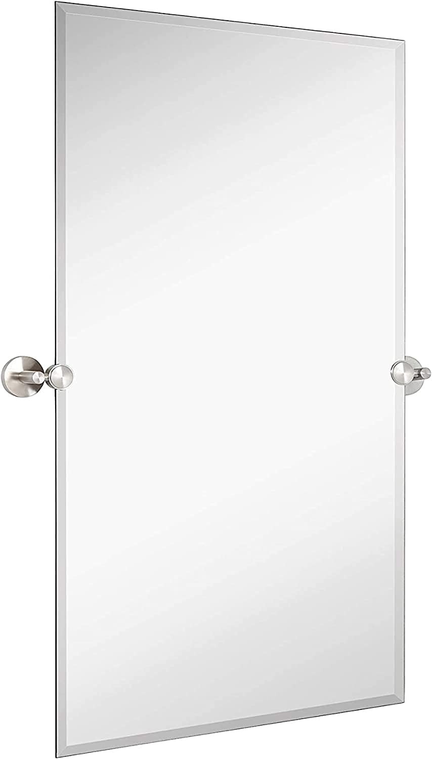 Hamilton Hills Large Tilting Pivot Rectangle Mirror with Brushed Chrome