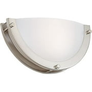 Hamilton Hills New Modern Half Moon LED Wall Sconce Light | Contemporary Sleek Circular Design | Frosted Fixture with Brushed Aluminum | 3000K Warm White Dimmable LED 12"