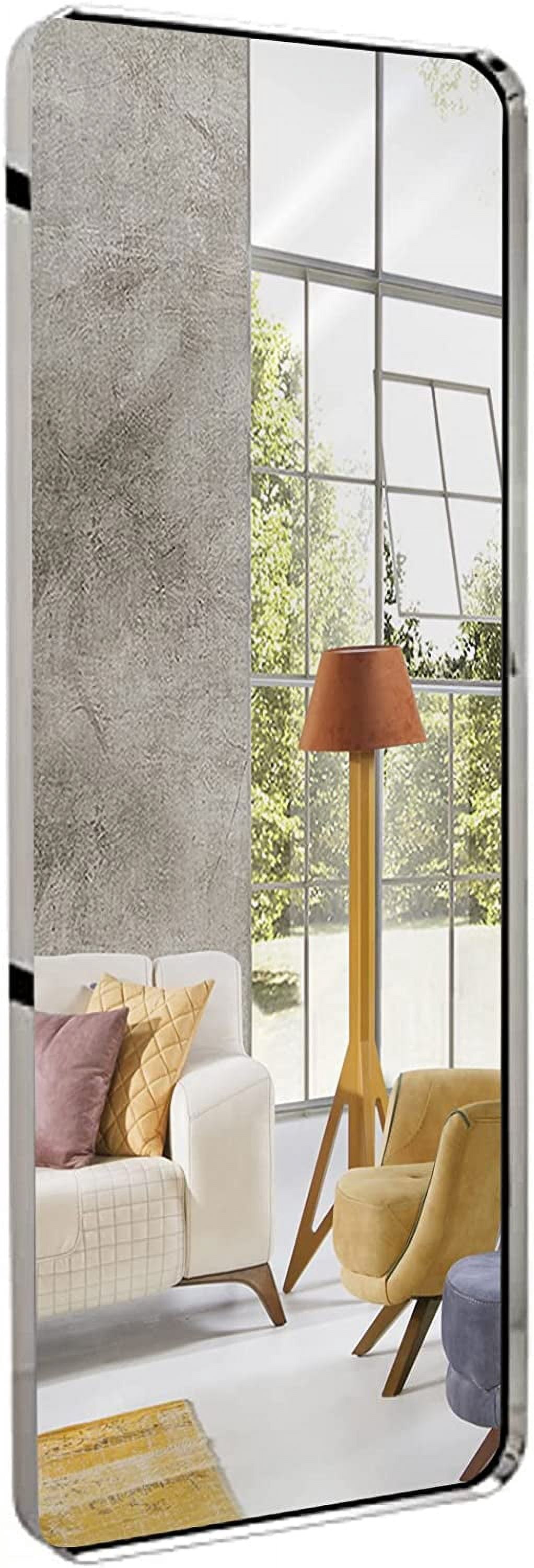 Hamilton Hills Polished Silver 18x48" Metal Frame Bathroom Mirror