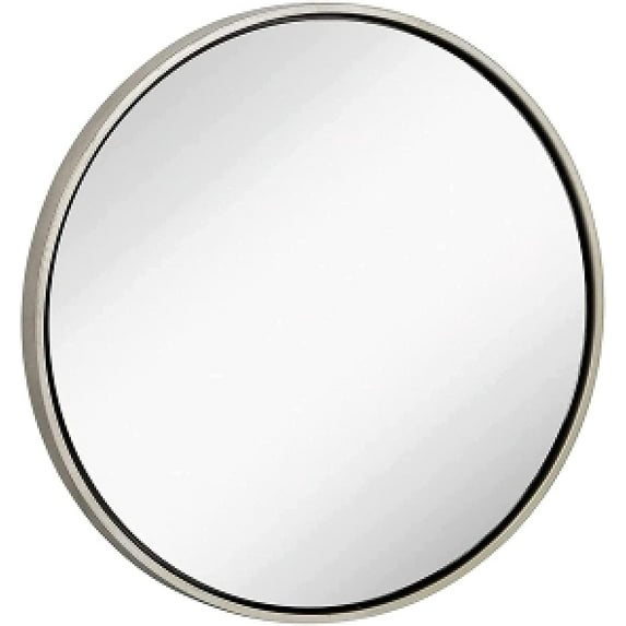Hamilton Hills Round Framed Mirror - 32" Silver Circle Frame Wall Mirror - Large Modern
