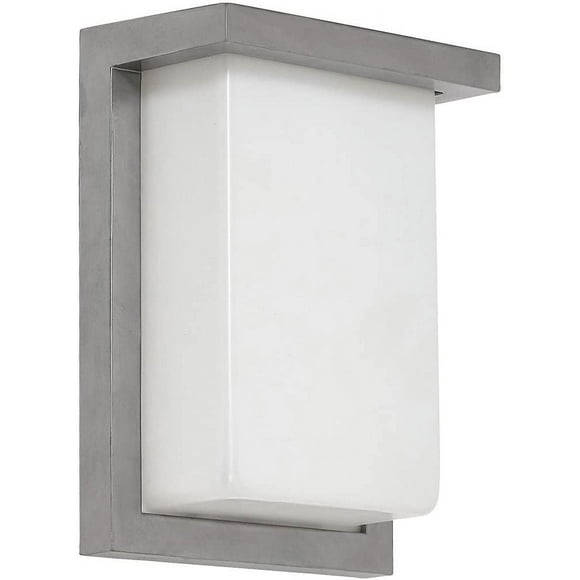 Hamilton Hills Silver 8 Inch Flush Mount Outdoor Light | Modern Exterior LED Wall Sconce with Frosted Lens | Brushed Nickel Finish