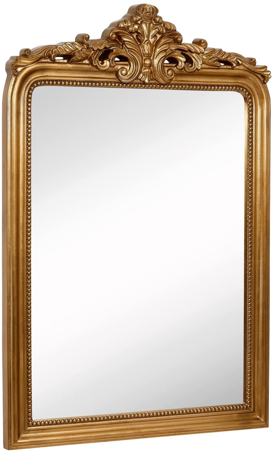 Hamilton Hills Gold Baroque Arched Wall Mirror with Wood Frame