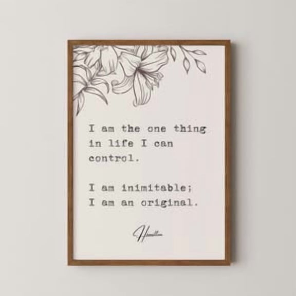 Hamilton I Am Inimitable Quote Poster, Poster Home Decor, Poster Only