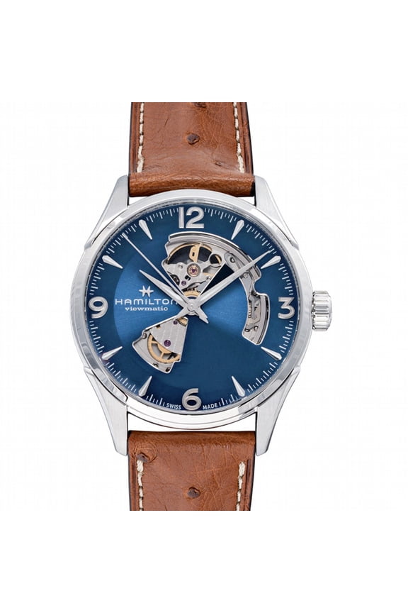 Jazzmaster Open Heart Auto Blue Steel/Leather 42mm H32705041