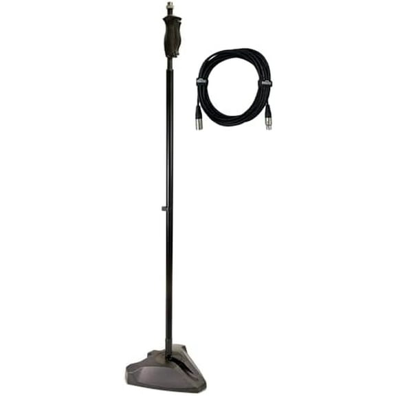 Hamilton KB800M Professional Foldable Microphone Stand, Adjustable Height up to 68.5 Inches w/Ergonomic Clutch - Bundle w/Cable$$Music