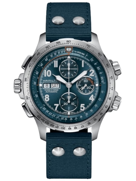 Khaki Aviation X-Wind Auto Chrono Blue Dial Fabric Strap Men's Watch H77906940