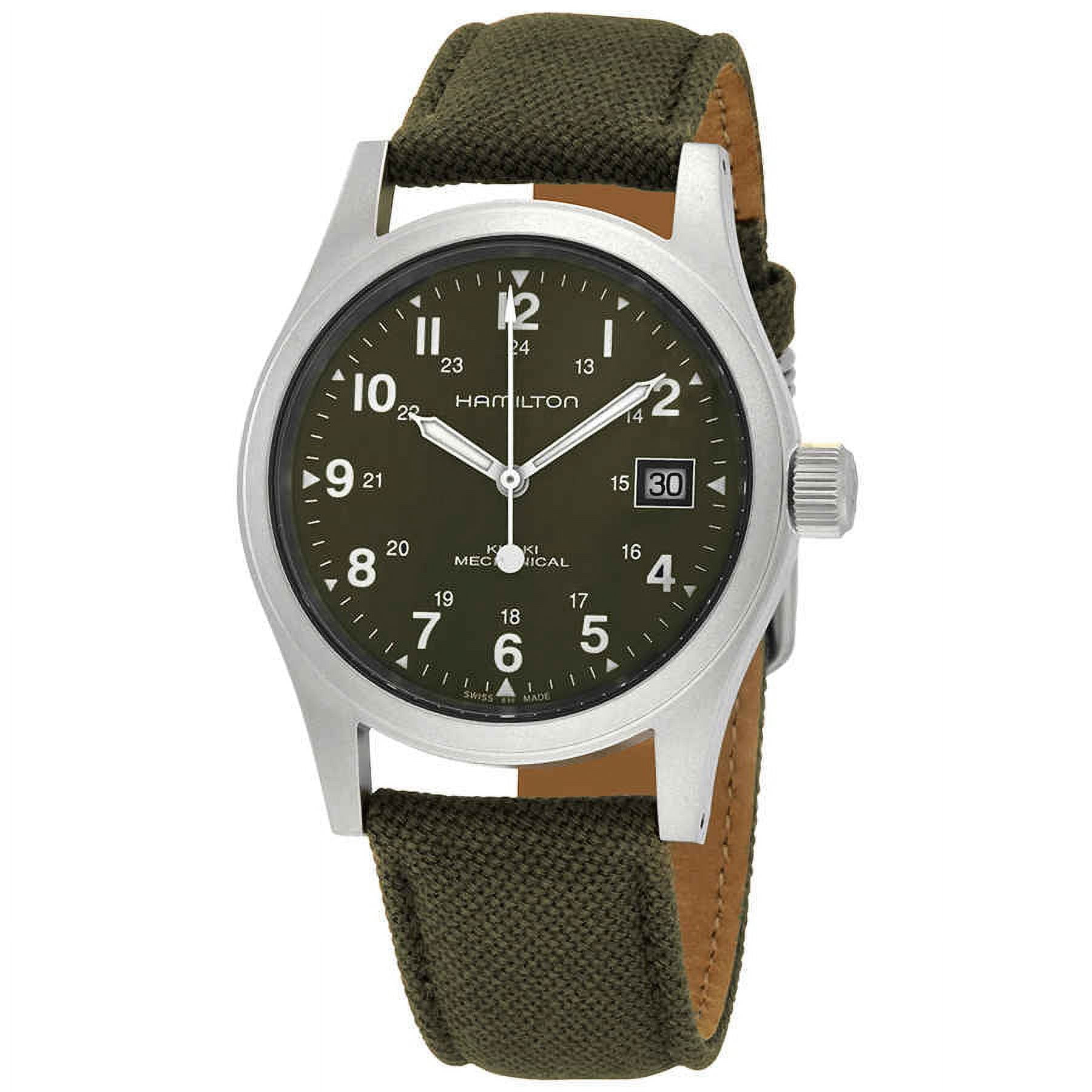 Hamilton Green Dial & Canvas Strap Round Analog Watch
