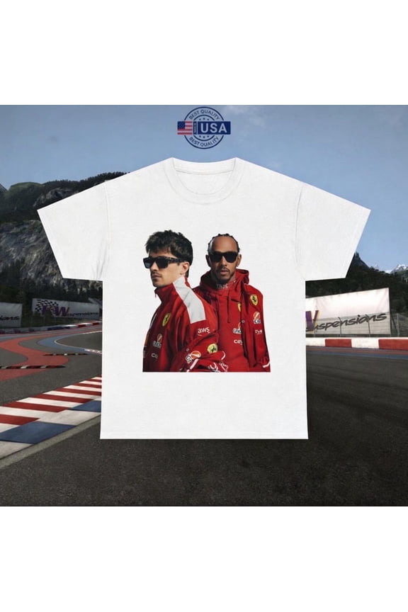 Hamilton & Leclerc Ferrari Formula 1 Racing T-Shirt, Retro Motorsport Fan Tee, F1 gifts